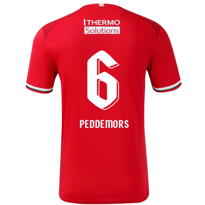 Danxen Mænd Ella Peddemors #6 Rød Hvid Hjemmebane Spillertrøjer 2024/25 Trøje T-Shirt