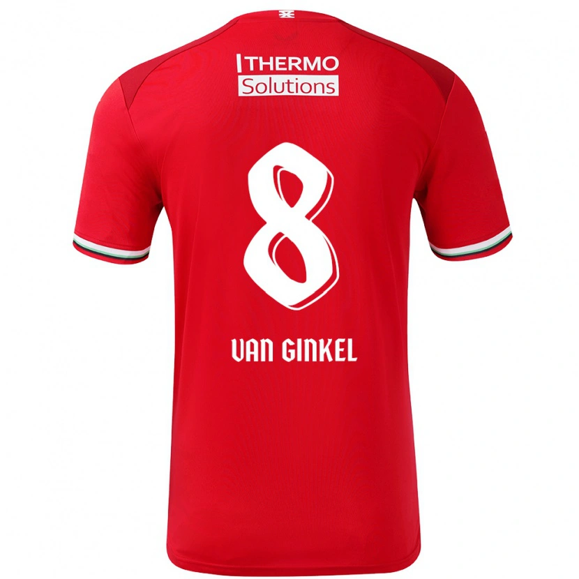 Danxen Mænd Danique Van Ginkel #8 Rød Hvid Hjemmebane Spillertrøjer 2024/25 Trøje T-Shirt