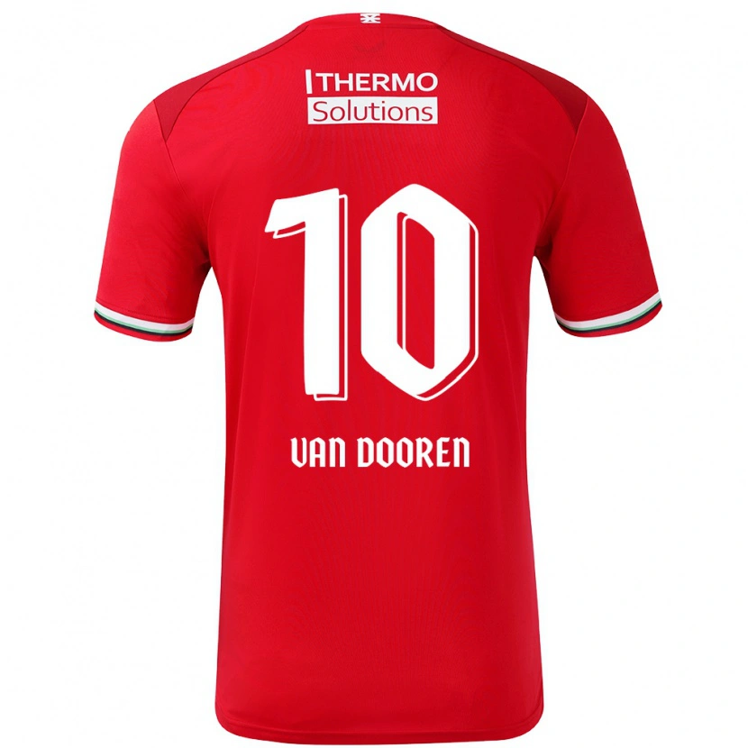 Danxen Mænd Kayleigh Van Dooren #10 Rød Hvid Hjemmebane Spillertrøjer 2024/25 Trøje T-Shirt
