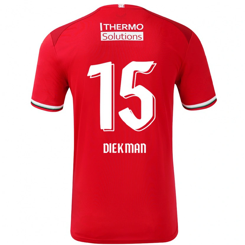 Danxen Mænd Jill Diekman #15 Rød Hvid Hjemmebane Spillertrøjer 2024/25 Trøje T-Shirt