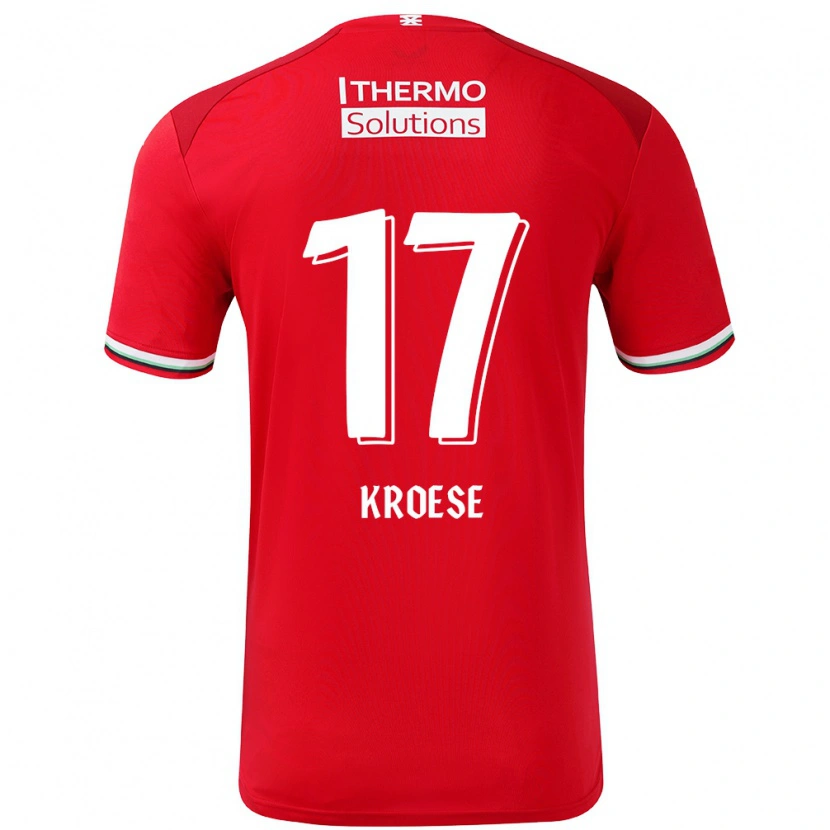 Danxen Mænd Fieke Kroese #17 Rød Hvid Hjemmebane Spillertrøjer 2024/25 Trøje T-Shirt