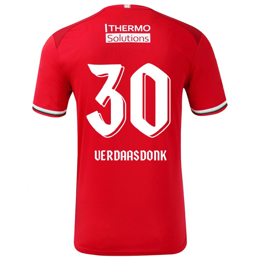 Danxen Mænd Suus Verdaasdonk #30 Rød Hvid Hjemmebane Spillertrøjer 2024/25 Trøje T-Shirt