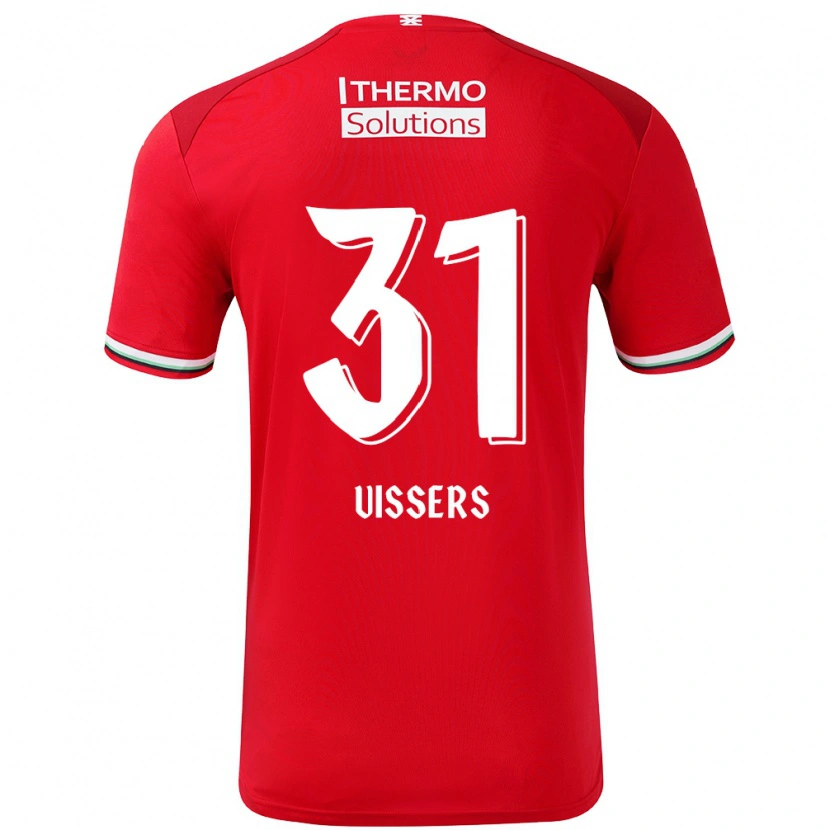 Danxen Mænd Kiki Vissers #31 Rød Hvid Hjemmebane Spillertrøjer 2024/25 Trøje T-Shirt