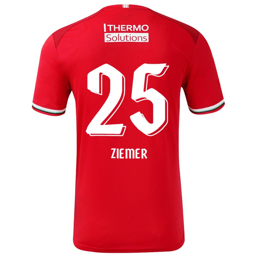 Danxen Mænd Taylor Ziemer #25 Rød Hvid Hjemmebane Spillertrøjer 2024/25 Trøje T-Shirt