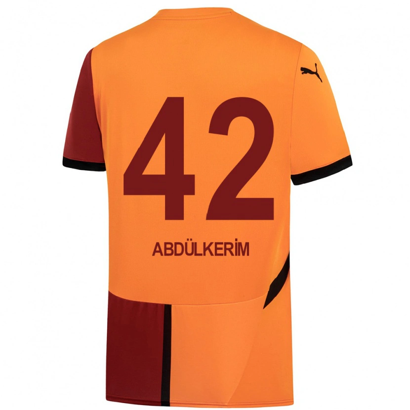 Danxen Mænd Abdülkerim Bardakcı #42 Gul Rød Hjemmebane Spillertrøjer 2024/25 Trøje T-Shirt