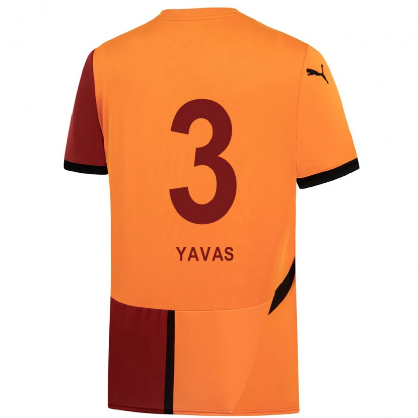 Danxen Mænd Arda Yavaş #3 Gul Rød Hjemmebane Spillertrøjer 2024/25 Trøje T-Shirt