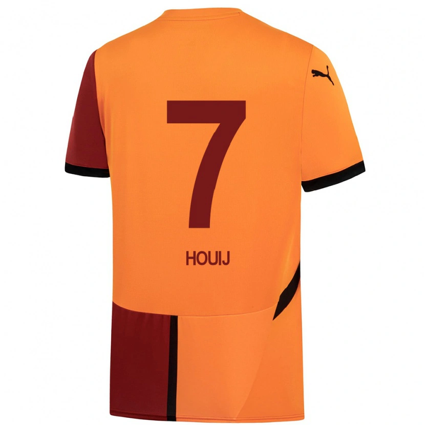Danxen Mænd Mariem Houij #7 Gul Rød Hjemmebane Spillertrøjer 2024/25 Trøje T-Shirt