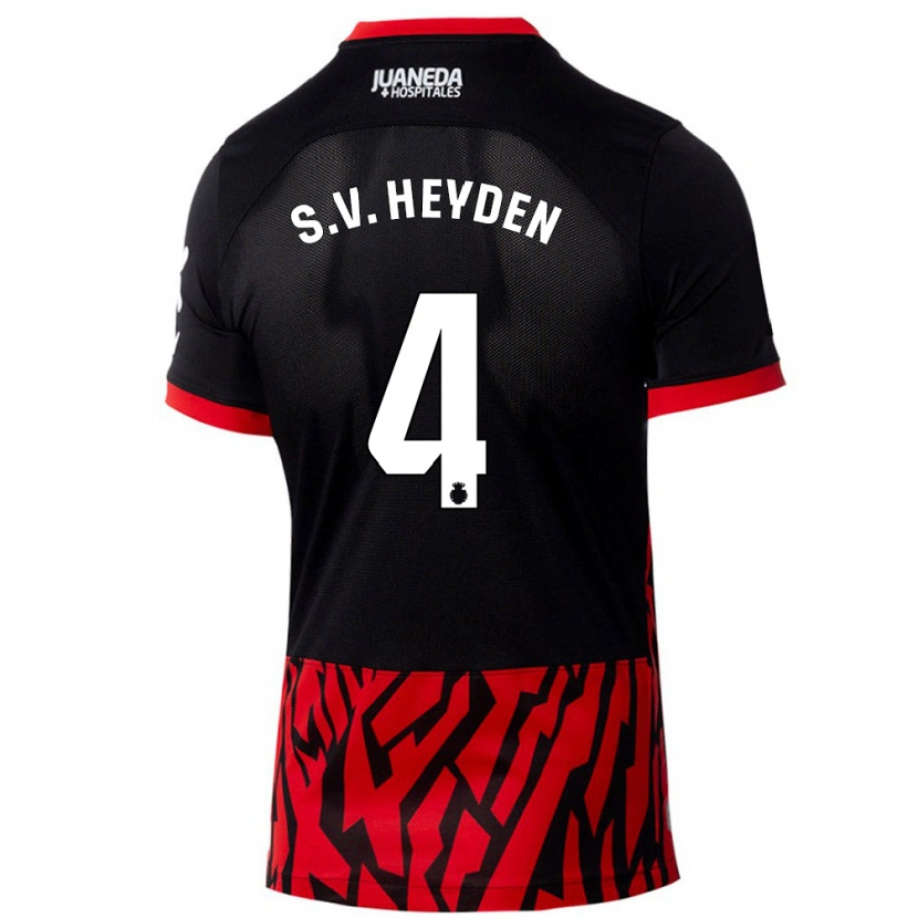 Danxen Mænd Siebe Van Der Heyden #4 Sort Rød Hjemmebane Spillertrøjer 2024/25 Trøje T-Shirt