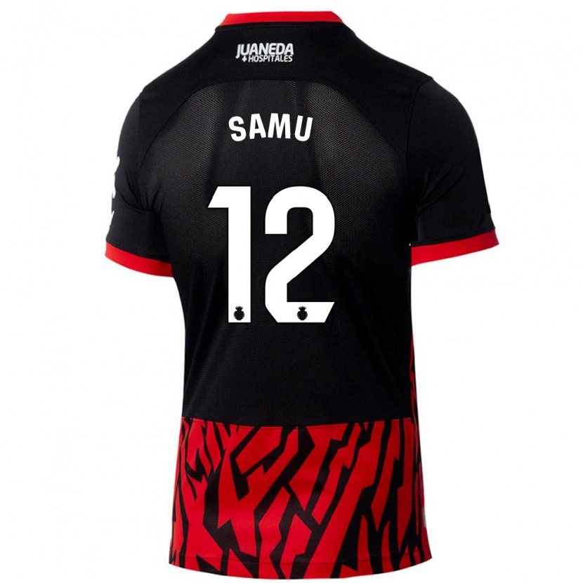 Danxen Mænd Samú Costa #12 Sort Rød Hjemmebane Spillertrøjer 2024/25 Trøje T-Shirt
