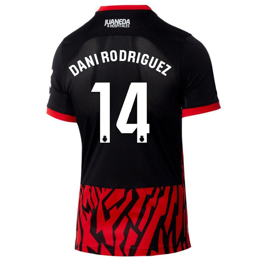 Danxen Mænd Dani Rodríguez #14 Sort Rød Hjemmebane Spillertrøjer 2024/25 Trøje T-Shirt