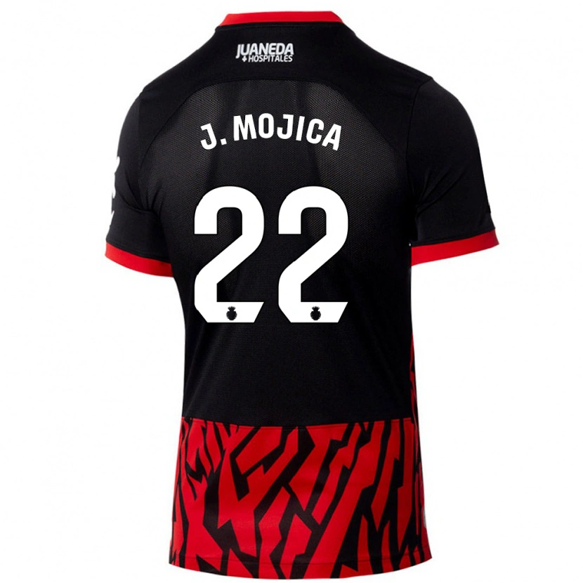 Danxen Mænd Johan Mojica #22 Sort Rød Hjemmebane Spillertrøjer 2024/25 Trøje T-Shirt