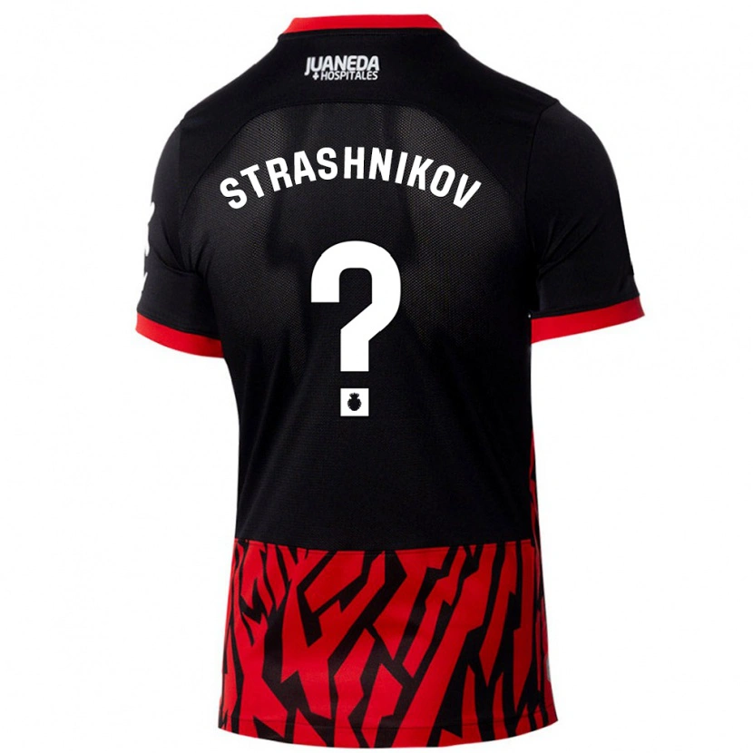 Danxen Mænd Nikolay Strashnikov #0 Sort Rød Hjemmebane Spillertrøjer 2024/25 Trøje T-Shirt
