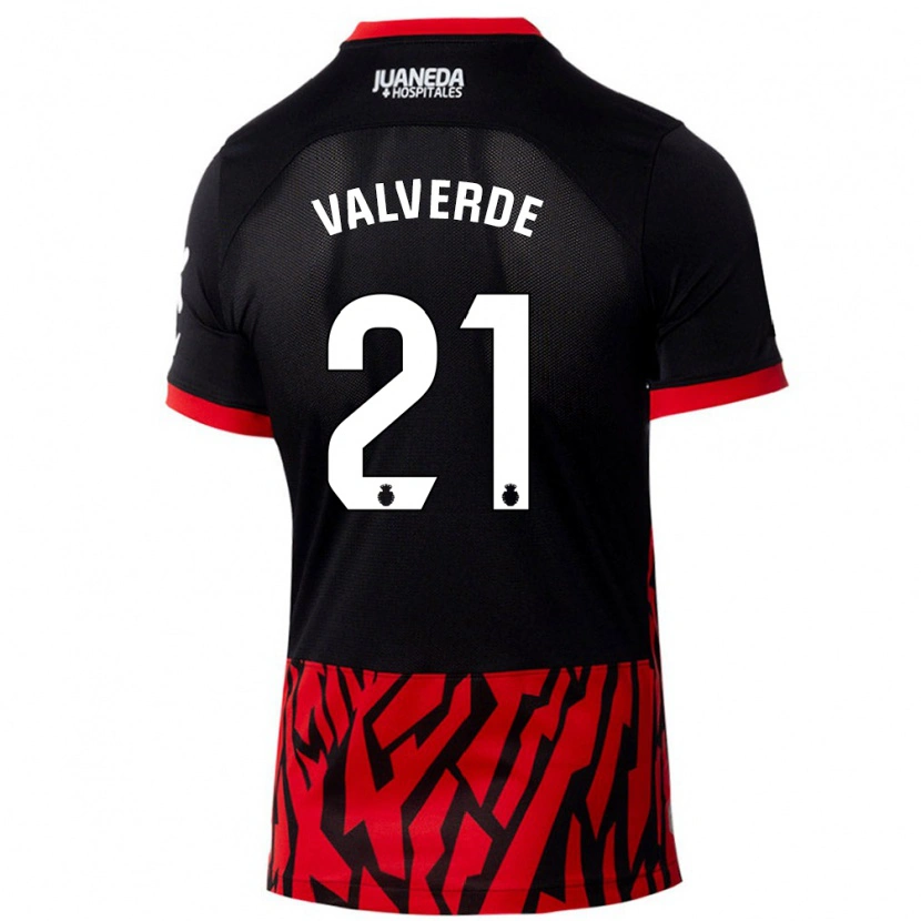 Danxen Mænd David Valverde #21 Sort Rød Hjemmebane Spillertrøjer 2024/25 Trøje T-Shirt