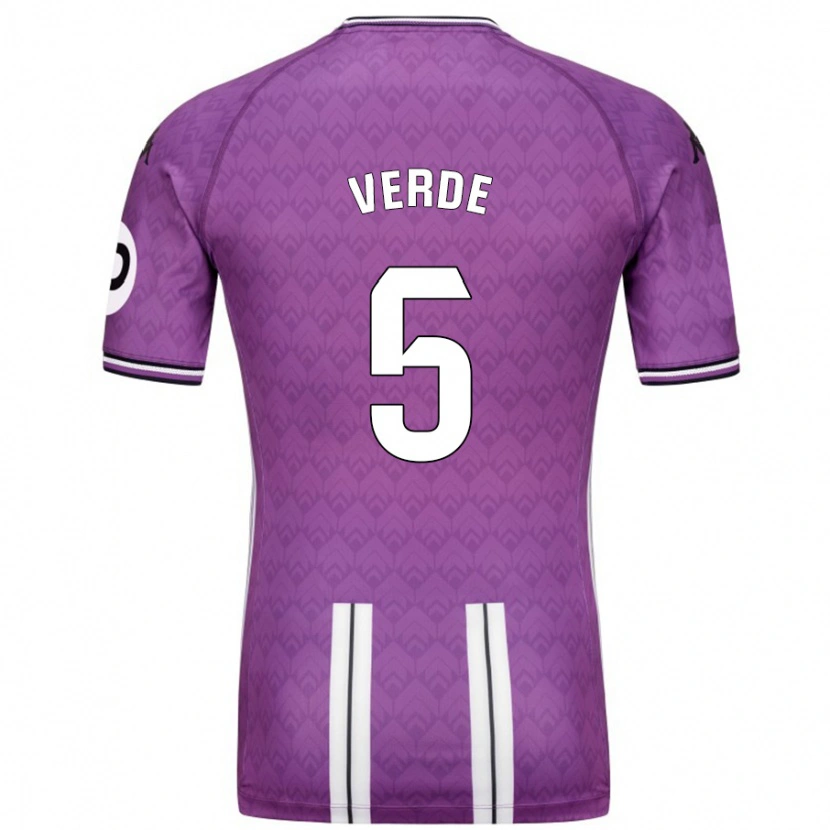Danxen Mænd Adrián Verde #5 Lilla Hvid Hjemmebane Spillertrøjer 2024/25 Trøje T-Shirt