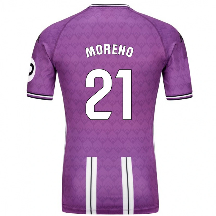 Danxen Mænd Xavi Moreno #21 Lilla Hvid Hjemmebane Spillertrøjer 2024/25 Trøje T-Shirt