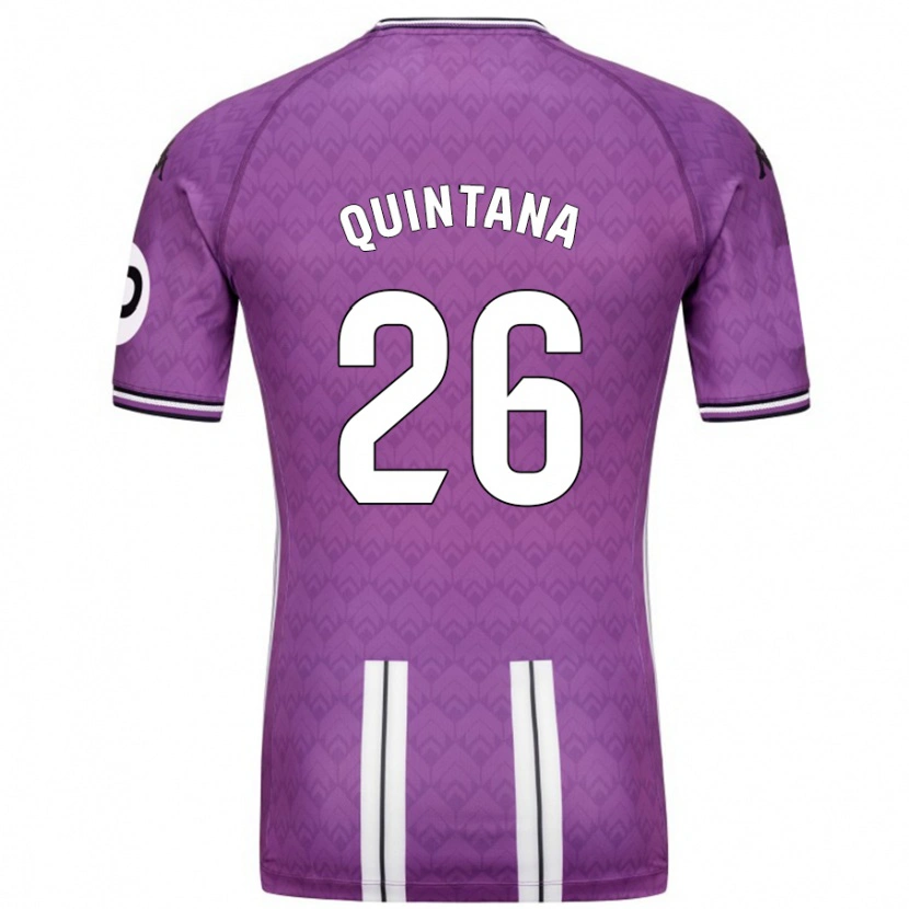 Danxen Mænd Alberto Quintana #26 Lilla Hvid Hjemmebane Spillertrøjer 2024/25 Trøje T-Shirt