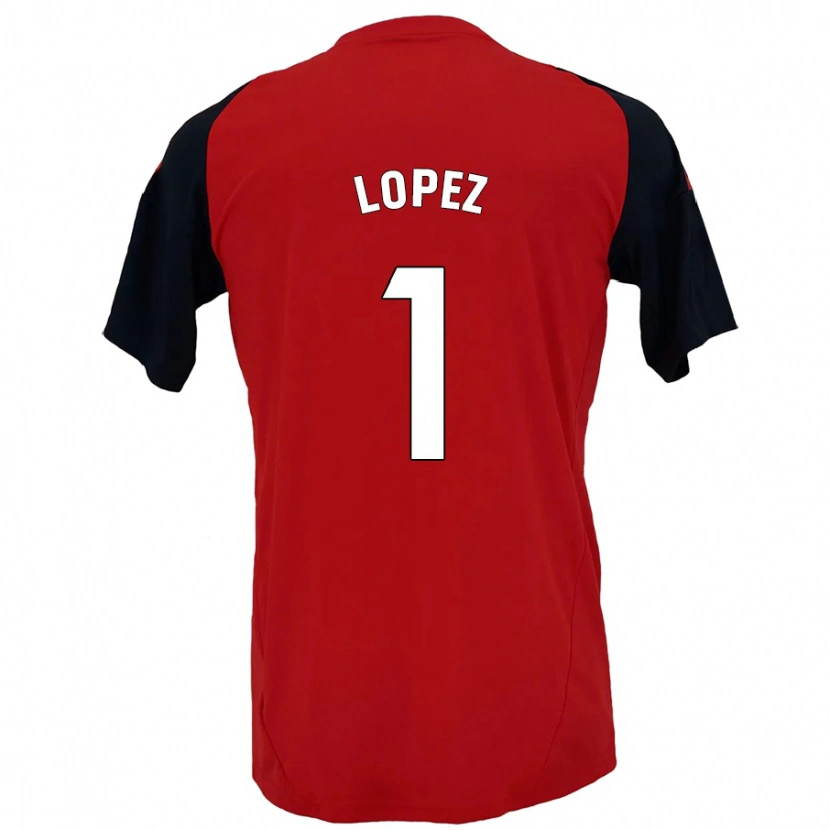 Danxen Mænd Luis López #1 Rød Sort Hjemmebane Spillertrøjer 2024/25 Trøje T-Shirt