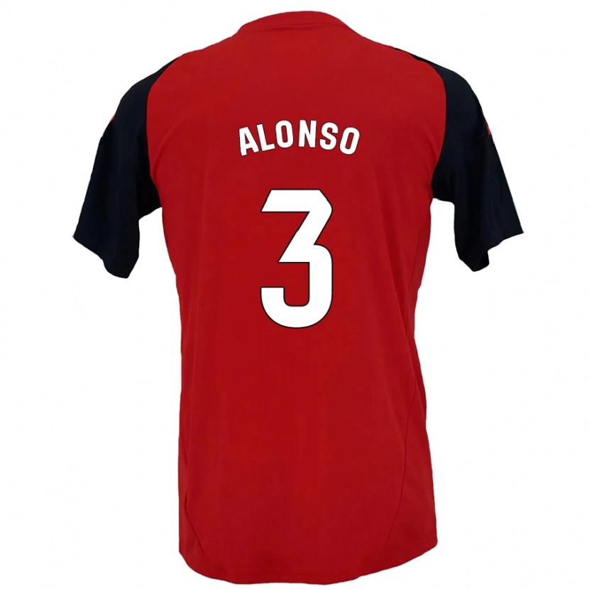 Danxen Mænd Julio Alonso #3 Rød Sort Hjemmebane Spillertrøjer 2024/25 Trøje T-Shirt