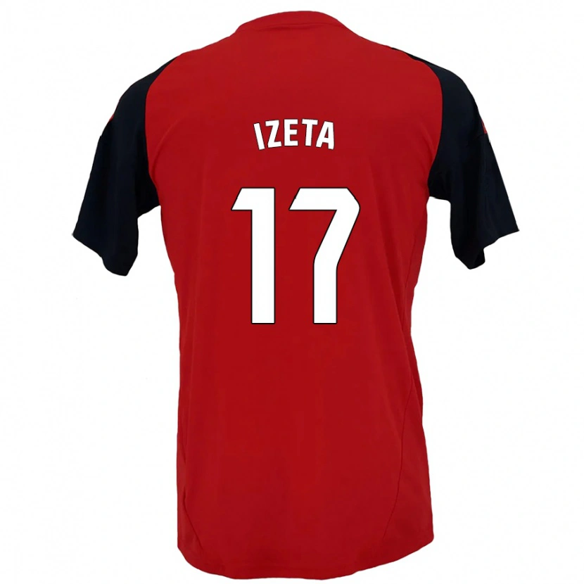 Danxen Mænd Urko Izeta #17 Rød Sort Hjemmebane Spillertrøjer 2024/25 Trøje T-Shirt
