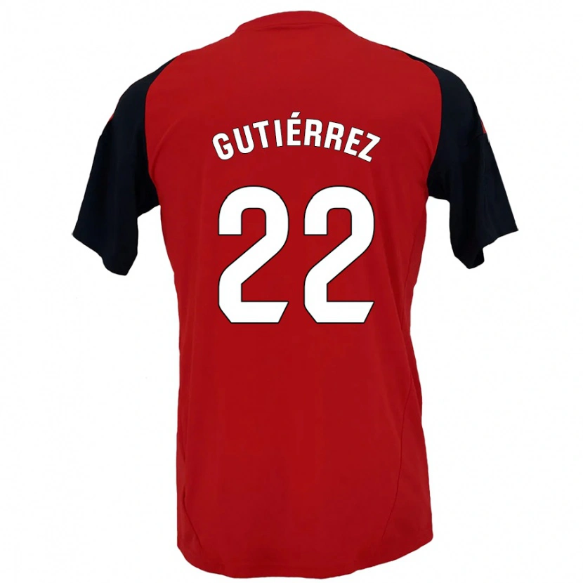 Danxen Mænd Juan Gutiérrez #22 Rød Sort Hjemmebane Spillertrøjer 2024/25 Trøje T-Shirt