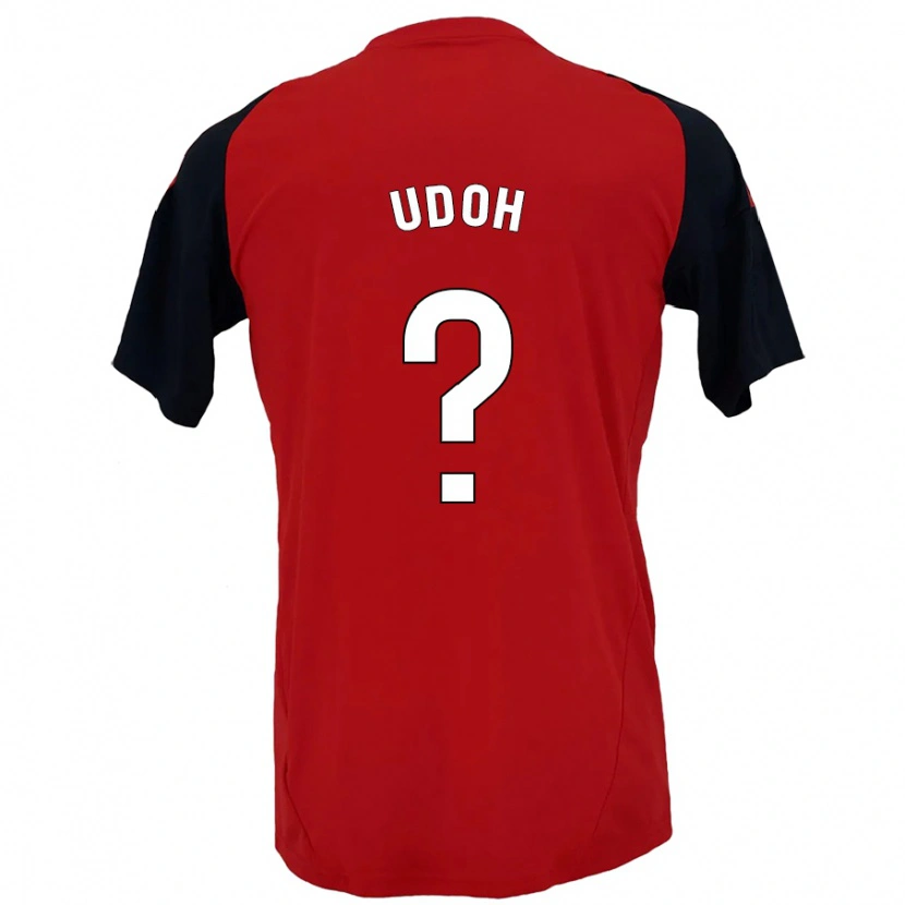 Danxen Mænd Isaac Udoh #0 Rød Sort Hjemmebane Spillertrøjer 2024/25 Trøje T-Shirt