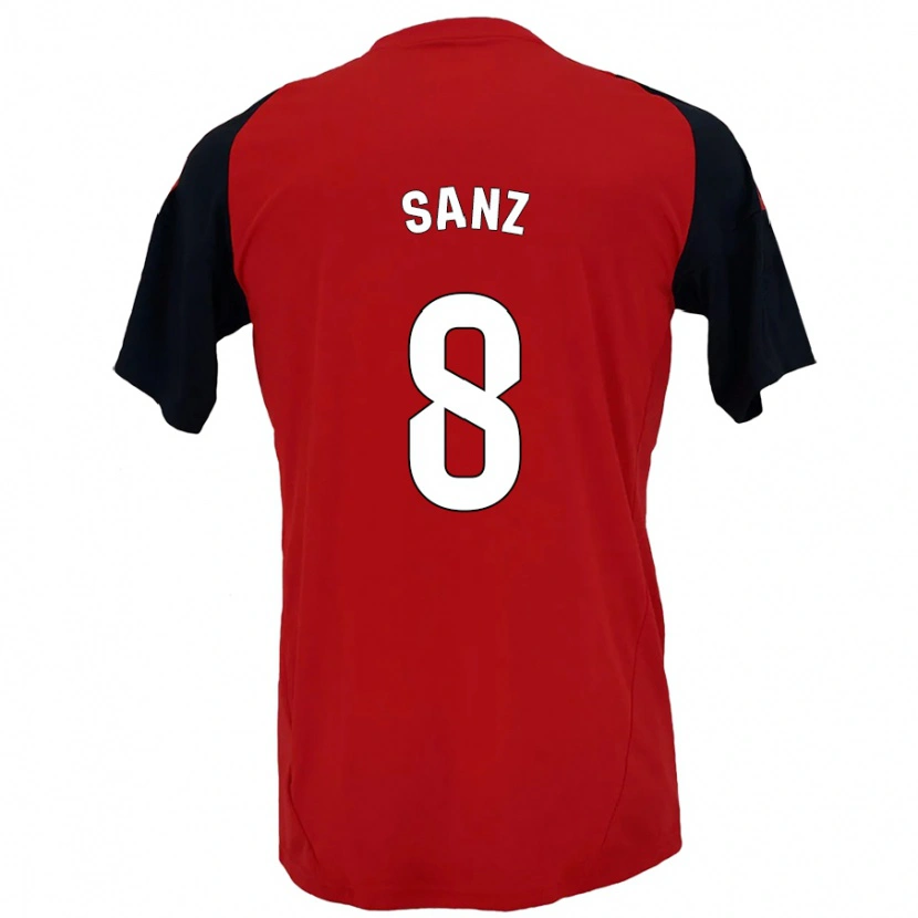 Danxen Mænd Álvaro Sanz #8 Rød Sort Hjemmebane Spillertrøjer 2024/25 Trøje T-Shirt
