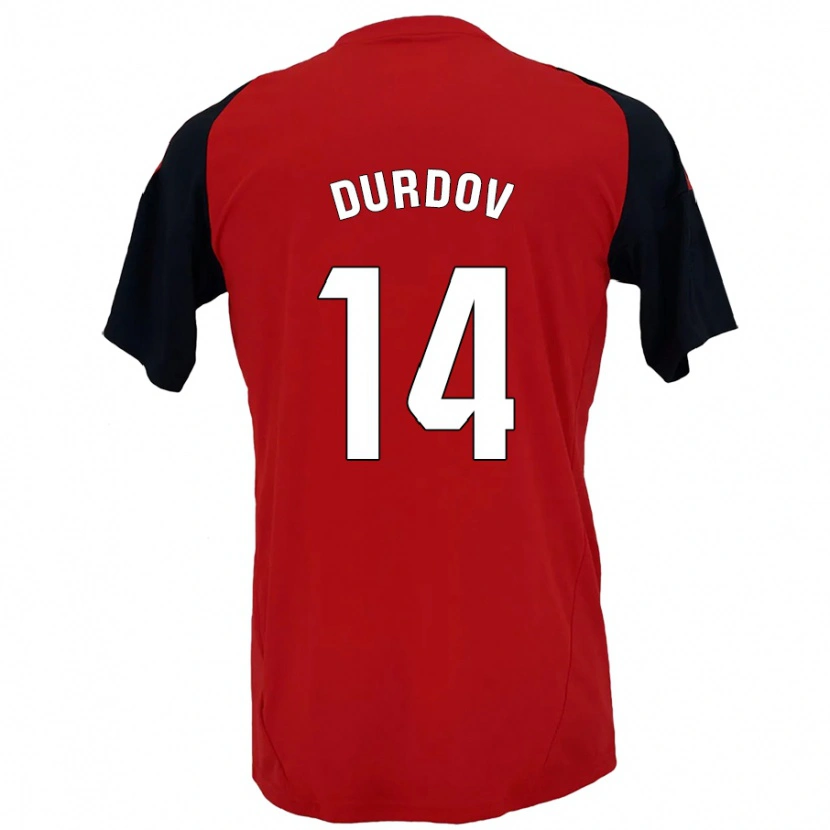 Danxen Mænd Ivan Durdov #14 Rød Sort Hjemmebane Spillertrøjer 2024/25 Trøje T-Shirt
