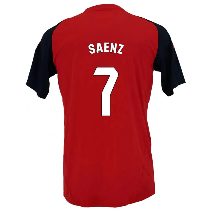 Danxen Mænd Raúl Sáenz #7 Rød Sort Hjemmebane Spillertrøjer 2024/25 Trøje T-Shirt