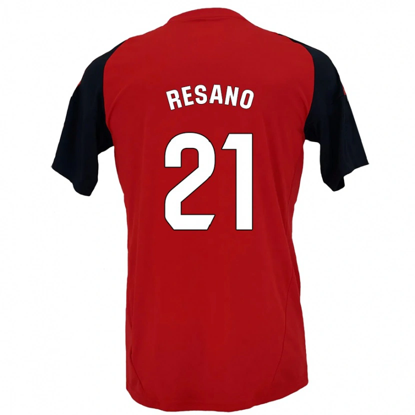Danxen Mænd Xabier Resano #21 Rød Sort Hjemmebane Spillertrøjer 2024/25 Trøje T-Shirt