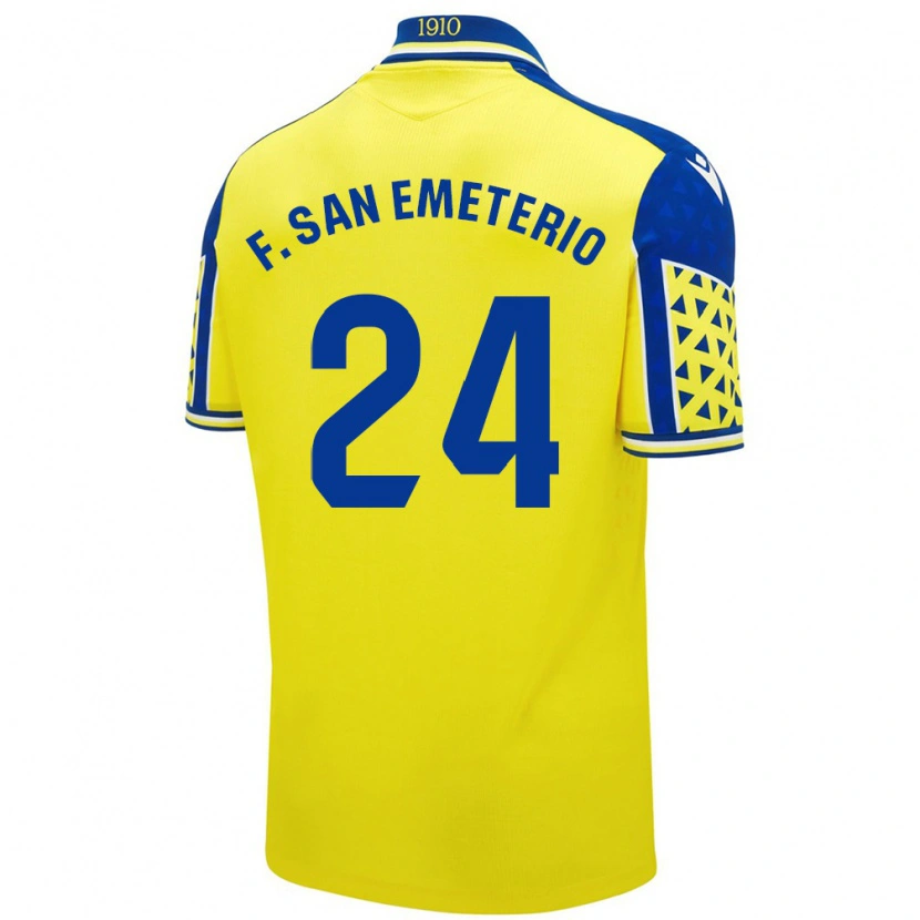 Danxen Mænd Fede San Emeterio #24 Gul Blå Hjemmebane Spillertrøjer 2024/25 Trøje T-Shirt