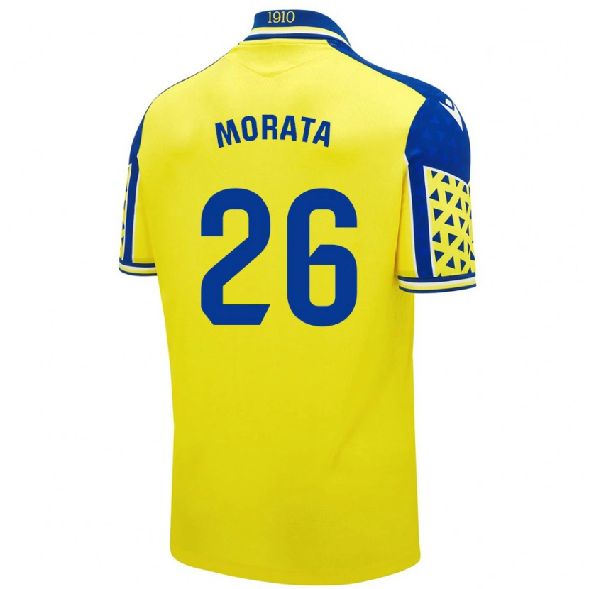 Danxen Mænd Álex Morata #26 Gul Blå Hjemmebane Spillertrøjer 2024/25 Trøje T-Shirt