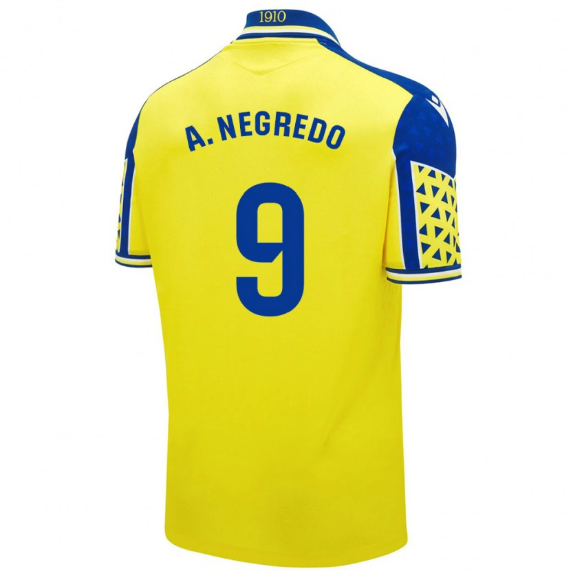 Danxen Mænd Álvaro Negredo #9 Gul Blå Hjemmebane Spillertrøjer 2024/25 Trøje T-Shirt