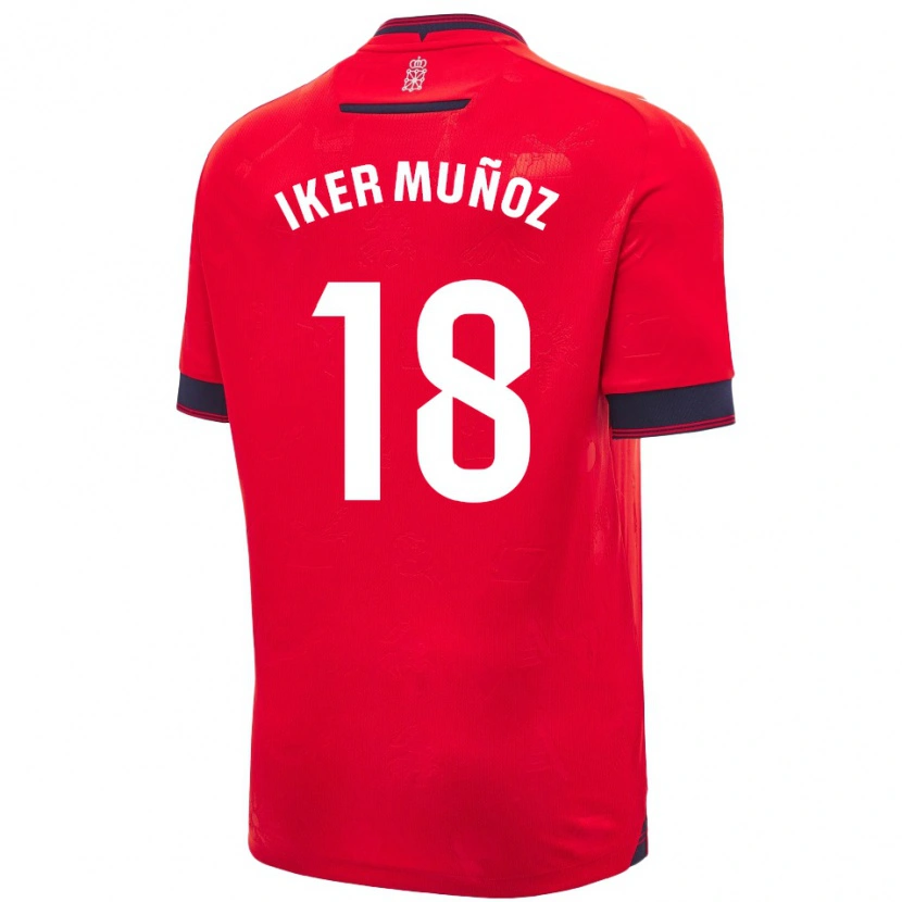 Danxen Mænd Iker Muñoz #18 Rød Hvid Hjemmebane Spillertrøjer 2024/25 Trøje T-Shirt