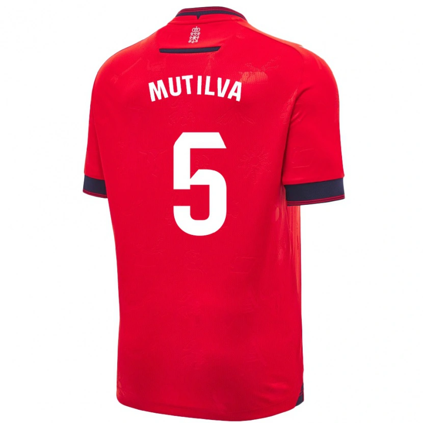 Danxen Mænd Christian Mutilva #5 Rød Hvid Hjemmebane Spillertrøjer 2024/25 Trøje T-Shirt