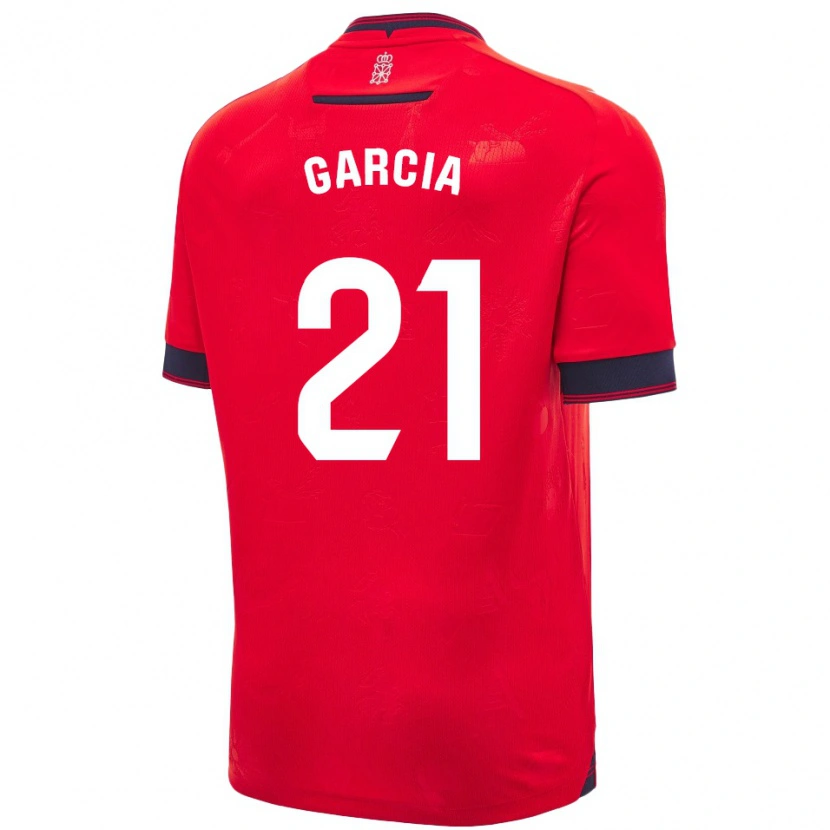 Danxen Mænd Jon García #21 Rød Hvid Hjemmebane Spillertrøjer 2024/25 Trøje T-Shirt