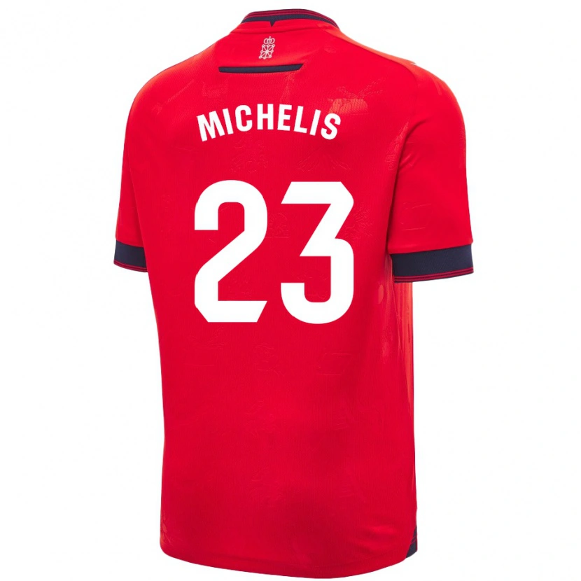 Danxen Mænd Nikolaos Michelis #23 Rød Hvid Hjemmebane Spillertrøjer 2024/25 Trøje T-Shirt