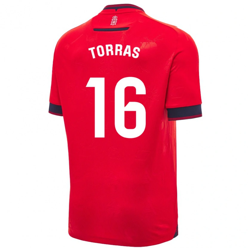Danxen Mænd Mar Torrás De Fortuny #16 Rød Hvid Hjemmebane Spillertrøjer 2024/25 Trøje T-Shirt