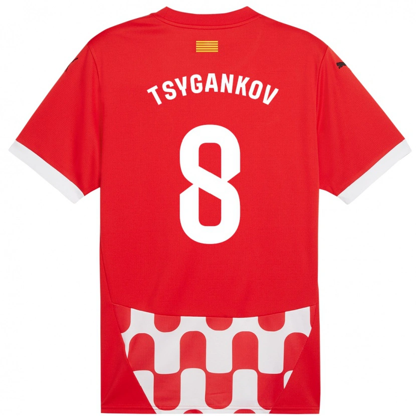 Danxen Mænd Viktor Tsygankov #8 Rød Hvid Hjemmebane Spillertrøjer 2024/25 Trøje T-Shirt