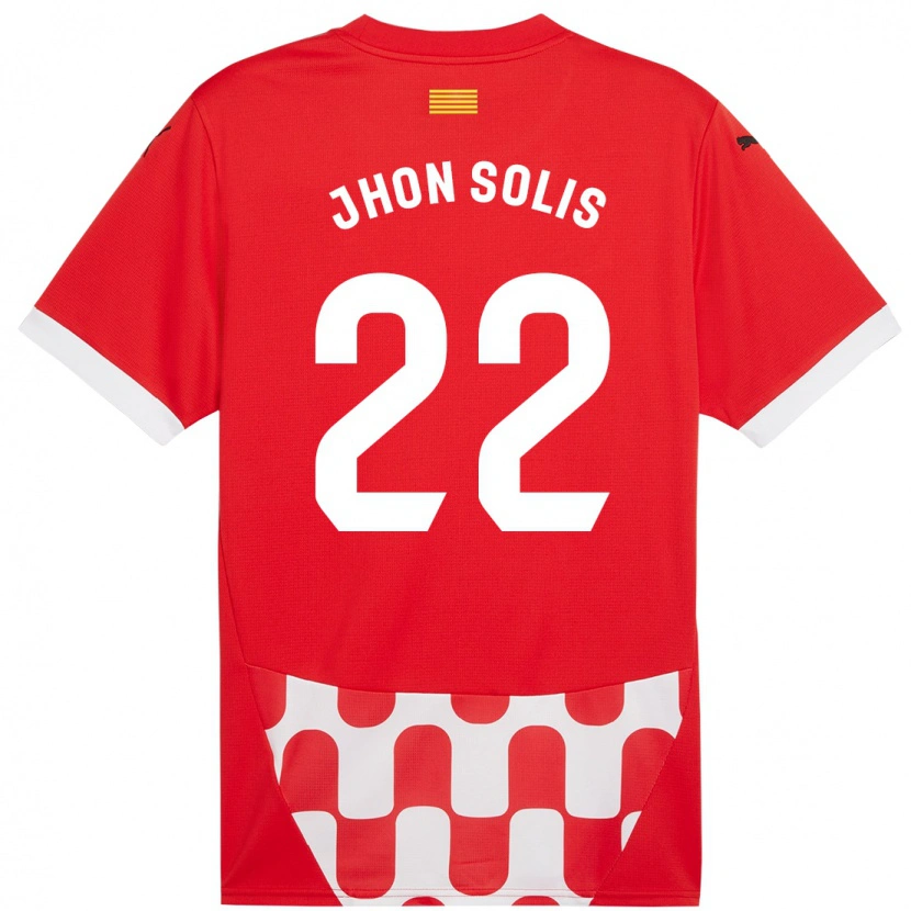 Danxen Mænd Jhon Solís #22 Rød Hvid Hjemmebane Spillertrøjer 2024/25 Trøje T-Shirt