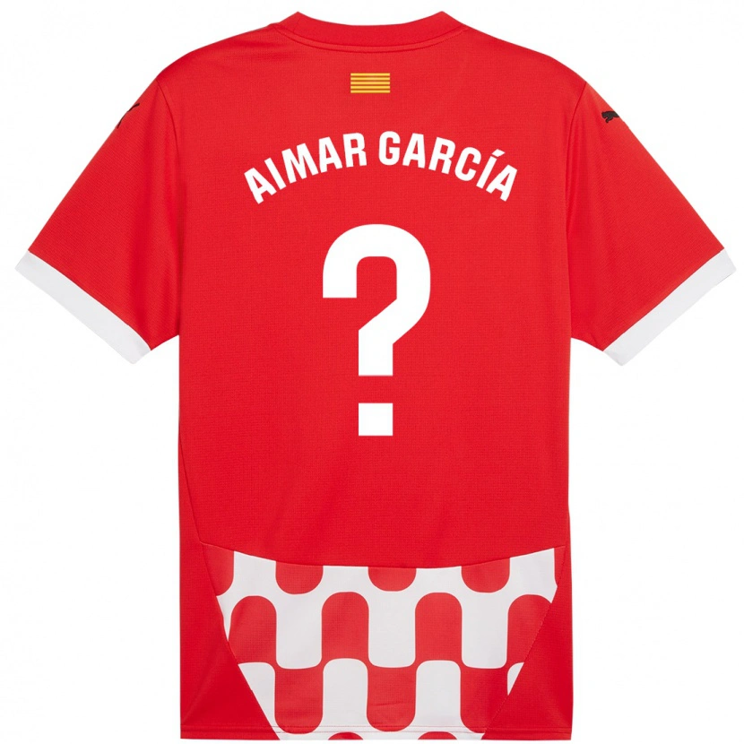 Danxen Mænd Aimar García #0 Rød Hvid Hjemmebane Spillertrøjer 2024/25 Trøje T-Shirt