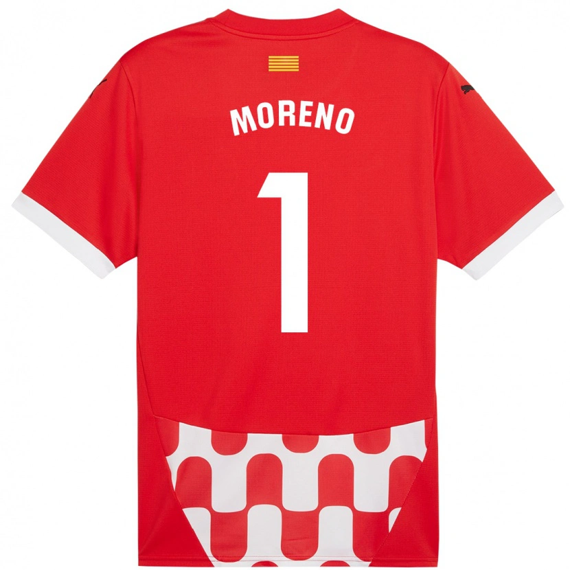 Danxen Mænd Gerard Moreno #1 Rød Hvid Hjemmebane Spillertrøjer 2024/25 Trøje T-Shirt