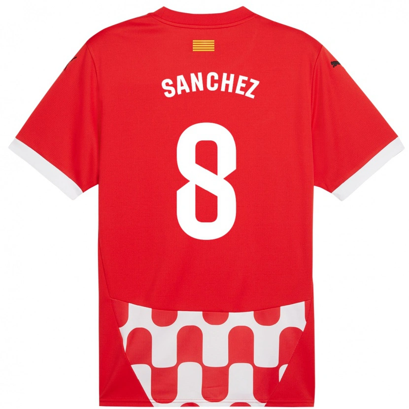 Danxen Mænd Miguel Ángel Sánchez #8 Rød Hvid Hjemmebane Spillertrøjer 2024/25 Trøje T-Shirt