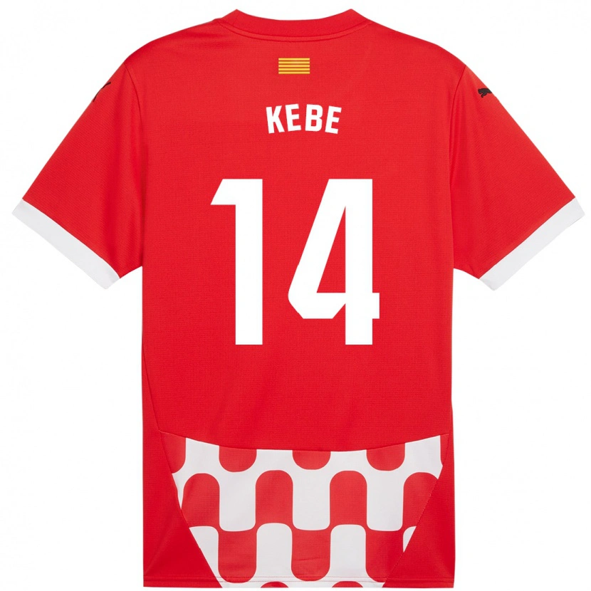Danxen Mænd Moussa Kébé #14 Rød Hvid Hjemmebane Spillertrøjer 2024/25 Trøje T-Shirt