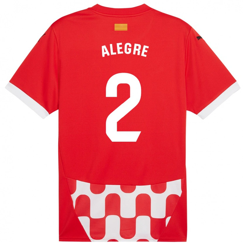 Danxen Mænd Marc Alegre #2 Rød Hvid Hjemmebane Spillertrøjer 2024/25 Trøje T-Shirt