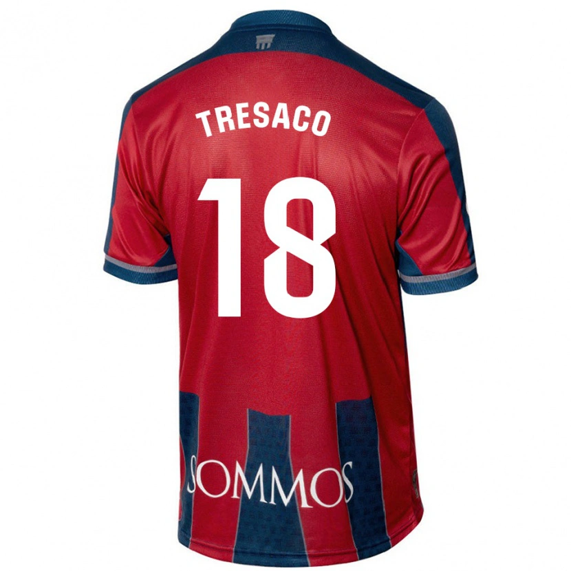 Danxen Mænd Rafa Tresaco #18 Rød Blå Hjemmebane Spillertrøjer 2024/25 Trøje T-Shirt