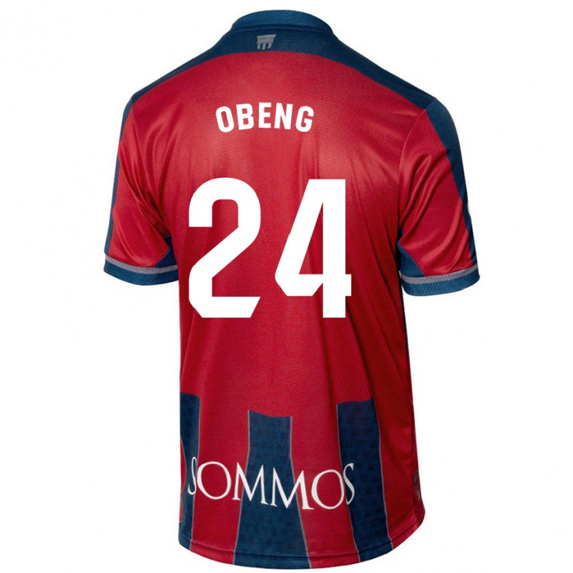 Danxen Mænd Samuel Obeng #24 Rød Blå Hjemmebane Spillertrøjer 2024/25 Trøje T-Shirt