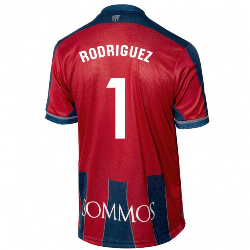 Danxen Mænd Nuria Rodríguez #1 Rød Blå Hjemmebane Spillertrøjer 2024/25 Trøje T-Shirt