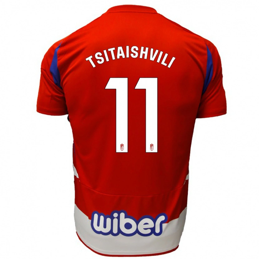 Danxen Mænd Georgiy Tsitaishvili #11 Rød Hvid Blå Hjemmebane Spillertrøjer 2024/25 Trøje T-Shirt