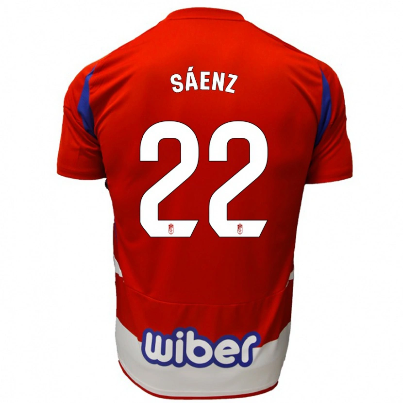 Danxen Mænd Pablo Sáenz #22 Rød Hvid Blå Hjemmebane Spillertrøjer 2024/25 Trøje T-Shirt