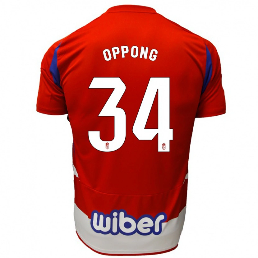 Danxen Mænd Oscar Naasei Oppong #34 Rød Hvid Blå Hjemmebane Spillertrøjer 2024/25 Trøje T-Shirt